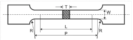 Gambar 4 Bentuk spesimen pengujian tarik. 