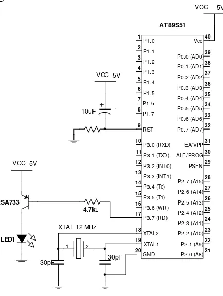 Gambar 3.3  Rangkaian Mikrokontroler AT89S51 