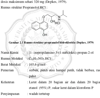 Gambar 2.1 Rumus struktur propranolol hidroklorida (Depkes, 1979) 