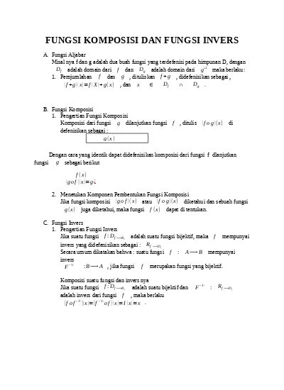 FUNGSI KOMPOSISI DAN FUNGSI INVERS