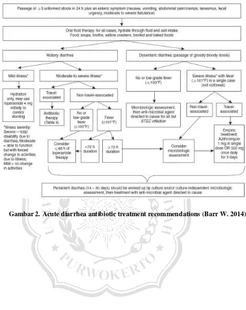 Gambar 2. Acute diarrhea antibiotic treatment recommendations (Barr W. 2014) 