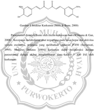 Gambar 4 Struktur Kurkumin (Mills & Bone, 2000) 
