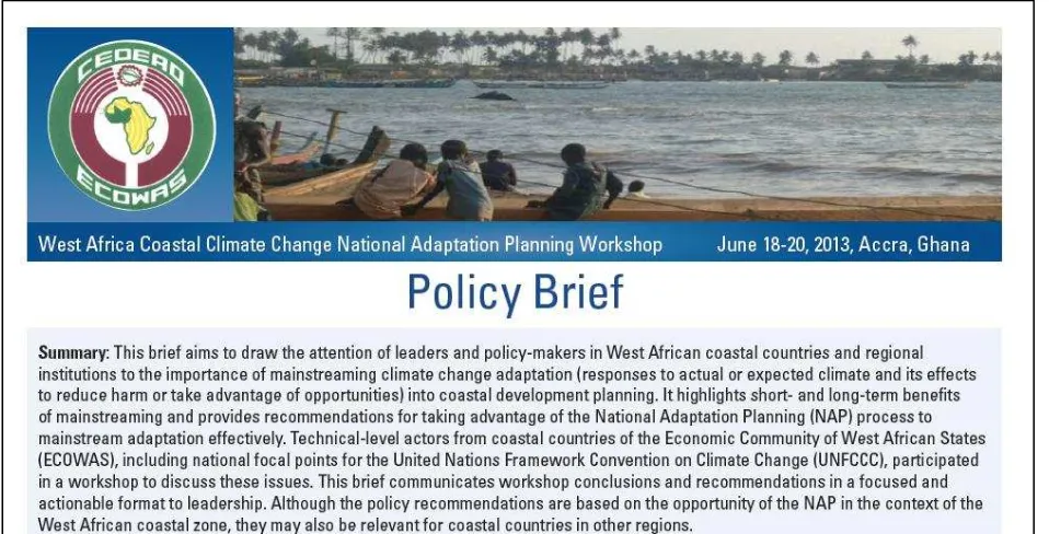 Figure 6. Summary Section of the Coastal West Africa National Adaptation Planning Policy Brief