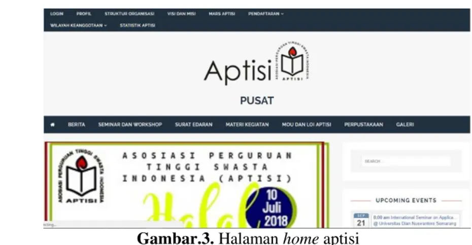 Gambar  diatas  adalah  sebuah  tampilan  halaman  utama  atau  home  dari  official  site aptisi.or.id