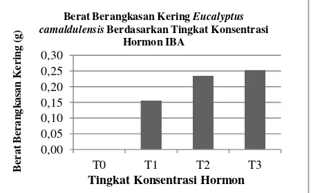 Gambar 4.9. Pengaruh Perlakuan Tingkat Konsentrasi Hormon IBA  Terhadap Berat Kering Tanaman
