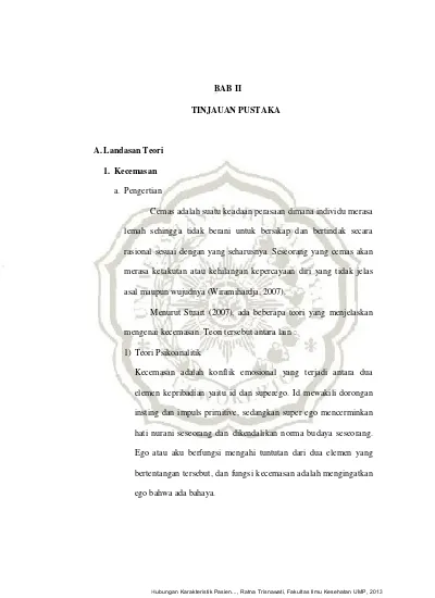 BAB II TINJAUAN PUSTAKA A. Landasan Teori 1. Kecemasan - BAB II Ratna ...