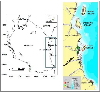 Figure 1: A map of the Tanzania’s coastline showing important coastal and marine ecosystems (Source: Mangora, 2010: 5) 