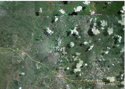 Figure 1 Aerial View of the Ruvu River Flood Plain along with position of Kitonga Village 