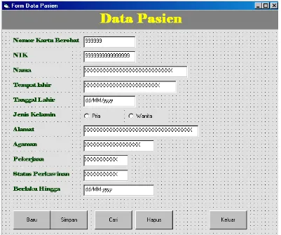 Gambar III.4 Form Data Pasien 