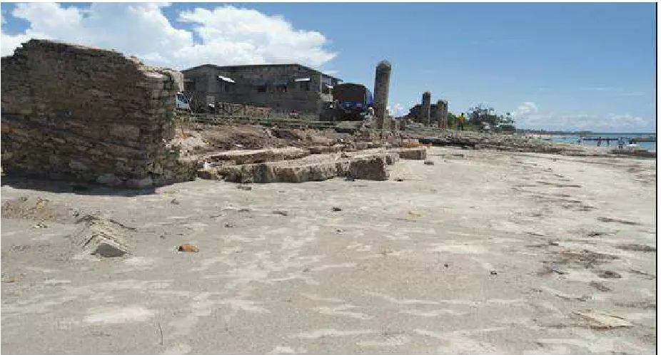 Figure 7 Beach erosion collapsing old  Boma important tourist visit areas at “Kastamu/Customs”, Bagamoyo 