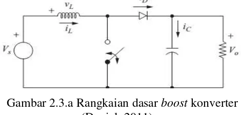 Gambar 2.1.c Rangkaian buck konverter saat switch terbuka (Daniel, 2011) 