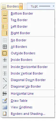 Table Borders And Shading