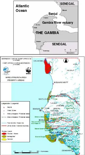 Fig. 1. Areas of Biodiversity Significance in the WAMER and The Gambia River Estuary and Atlantic Coast 