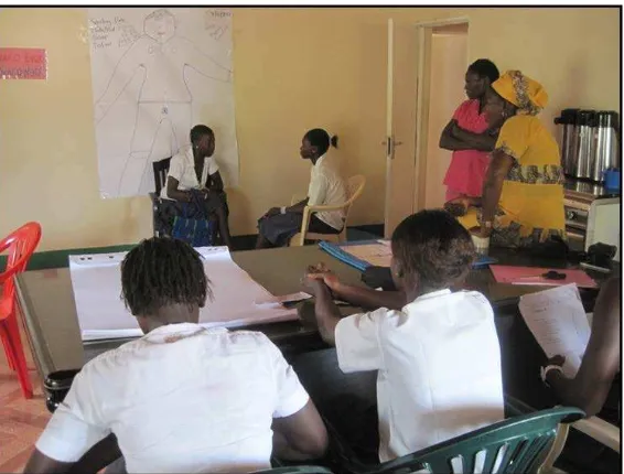 Figure  7. The girls of the Skills Training Class act in health dramas during their peer health education training