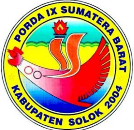 Gambar 5. Logo PORDA IX Sumatera Barat 2004  “Ayam Kukuak Balenggek” Karya Zainul Hanafi [Sumber: Koleksi Zainul Hanafi] 