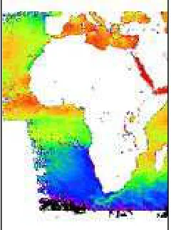 Figure 2a and 2b. Wet season conditions. (a) Changing ITCZ and wind patterns with resulting change in sea surface temperatures (From Encyclopedia Britannica, Inc., 2008 and eduspace.esa.int)