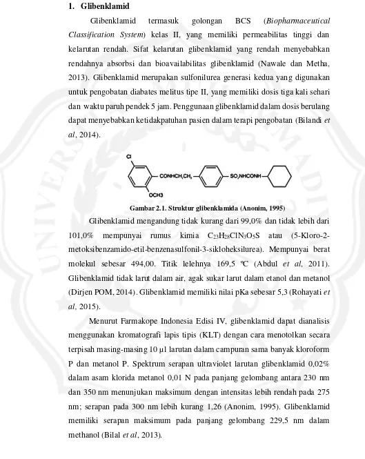 Gambar 2.1. Struktur glibenklamida (Anonim, 1995) 