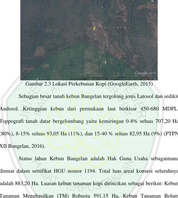 Gambar 2.3 Lokasi Perkebunan Kopi (GoogleEarth, 2015) 