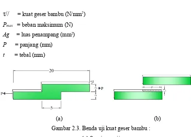 Gambar 2.3. Benda uji kuat geser bambu :