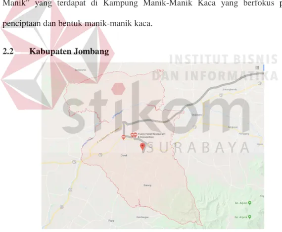Gambar 2.1 Wilayah Kabupaten Jombang  Sumber: Gmaps, 2018. 