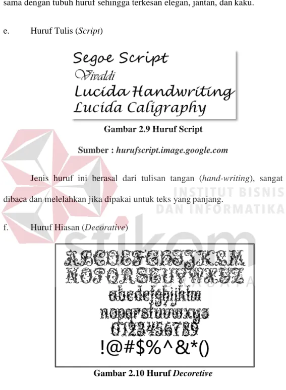 Gambar 2.9 Huruf Script  Sumber : hurufscript.image.google.com 