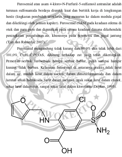 Gambar 1. Struktur Kimia Furosemid (Depkes RI, 1979) 