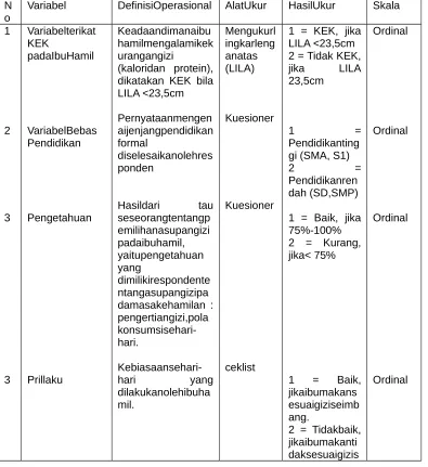 Tabel 3.1 Definisi Operasional