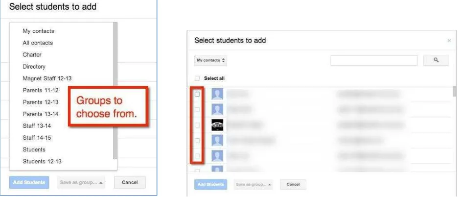 Gambar 4. Tampilan menu Students pada kelas 