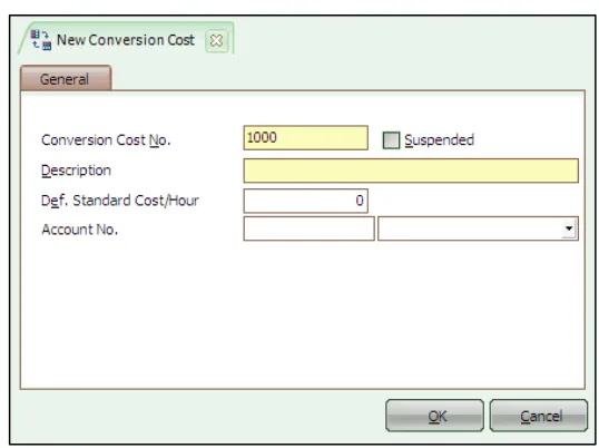 Table 2.4 Tabel Keterangan dalam Form Conversion Cost 