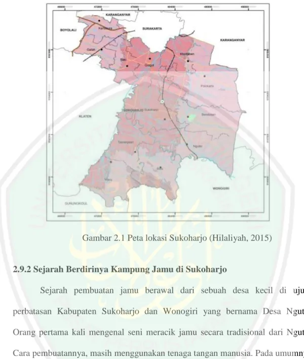 Gambar 2.1 Peta lokasi Sukoharjo (Hilaliyah, 2015) 