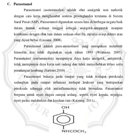 Gambar 1. Struktur Kimia Parasetamol (Depkes RI,1979) 