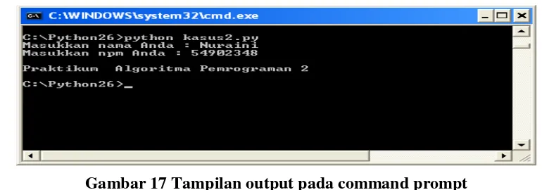 Gambar 17 Tampilan output pada command prompt 