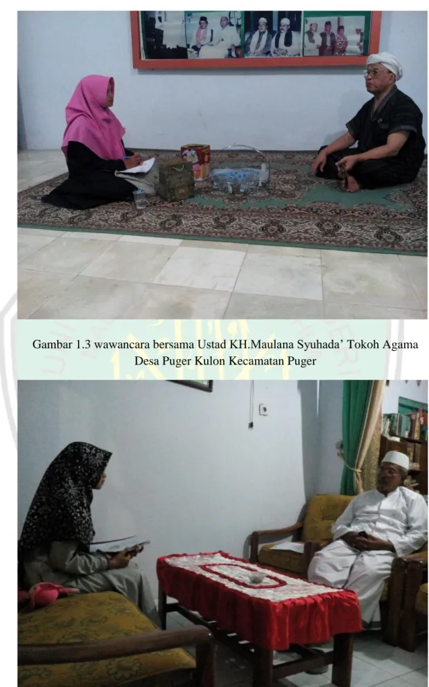 Gambar 1.3 wawancara bersama Ustad KH.Maulana Syuhada’ Tokoh Agama  Desa Puger Kulon Kecamatan Puger 