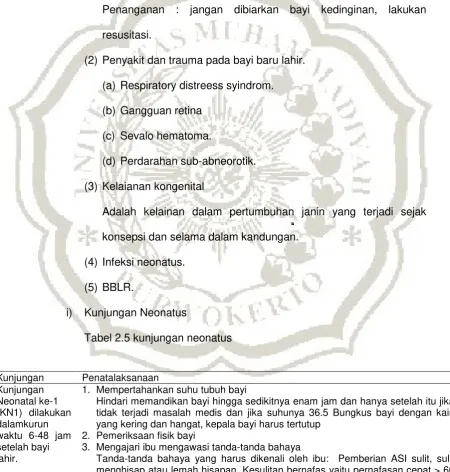 Tabel 2.5 kunjungan neonatus 
