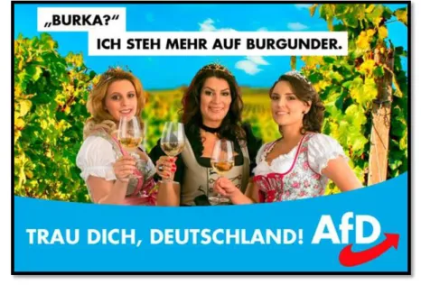 Gambar 4. Poster yang dikeluarkan oleh AfD dalam rangka mengkampanyekan  bahwa umat muslim tidak sesuai untuk berada di Jerman