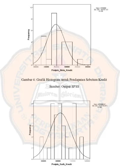 Gambar 4: Grafrafik Histogram untuk Pendapatan Sebelum Kredi
