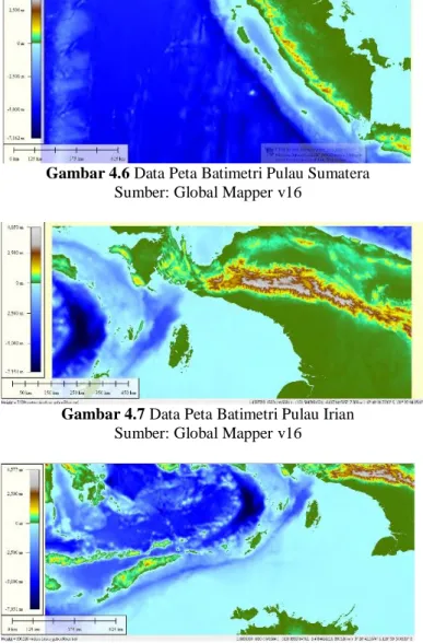 Gambar 4.7 Data Peta Batimetri Pulau Irian  Sumber: Global Mapper v16  