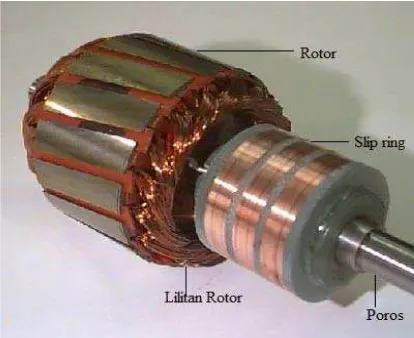 Gambar 2.4 Rotor belitan motor induksi 3 fasa 