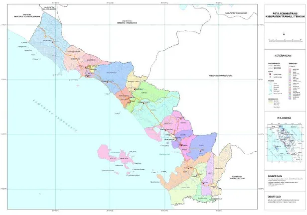 Gambar 3.1. Peta Kabupaten Tapanuli Tengah Sumber: Pemkab Tapanuli Tengah, 2012 