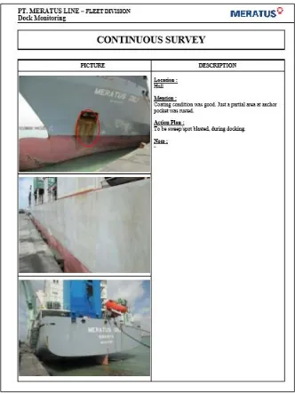Gambar 4. 3 Contoh laporan hasil survei kondisi kapal PT. Meratus Line Sumber: Divisi Armada PT