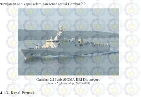 Gambar 2.2 Jenis SIGMA KRI Diponegoro (Jane’s Fighting Ship, 2007-2008) 