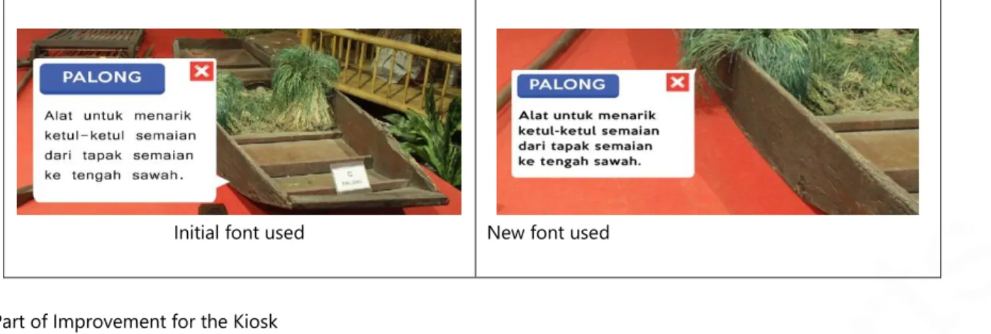 Figure 4 Part of Improvement for the Kiosk 