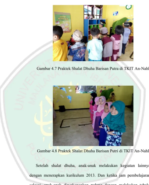 Gambar 4.8 Praktek Shalat Dhuha Barisan Putri di TKIT An-Nahl 
