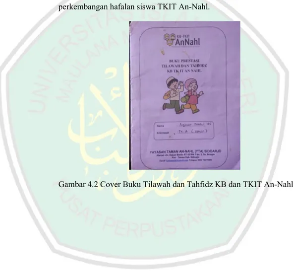Gambar 4.2 Cover Buku Tilawah dan Tahfidz KB dan TKIT An-Nahl 