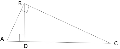 Gambar 2.2.2 Bukti Pythagoras dengan Segitiga serupa: Lihat ∆ABC siku-siku di