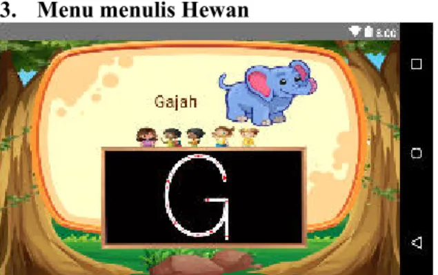 Gambar 9. Tampilan Menu Menulis Hewan 