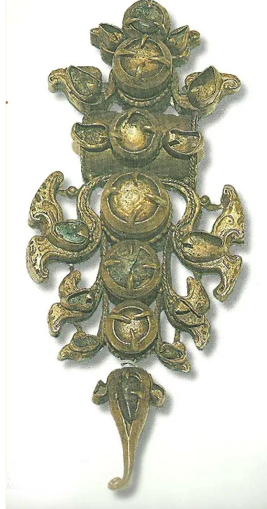 Gambar perhiasan emas yang ditemukan pada situs Majapahit diduga dibuat pada abad ke-15