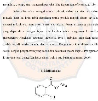 Gambar 1. Struktur metil salisilat (The Department of Health, 2010a).
