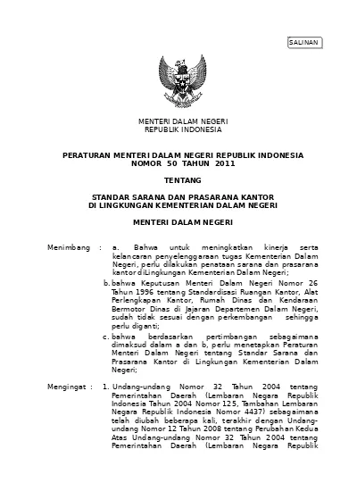 STANDAR SARANA DAN PRASARANA KANTOR DI LINGKUNGAN KEMENTERIAN DALAM ...