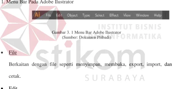 Gambar 3. 1 Menu Bar Adobe Ilustrator (Sumber: Dokumen Pribadi) 
